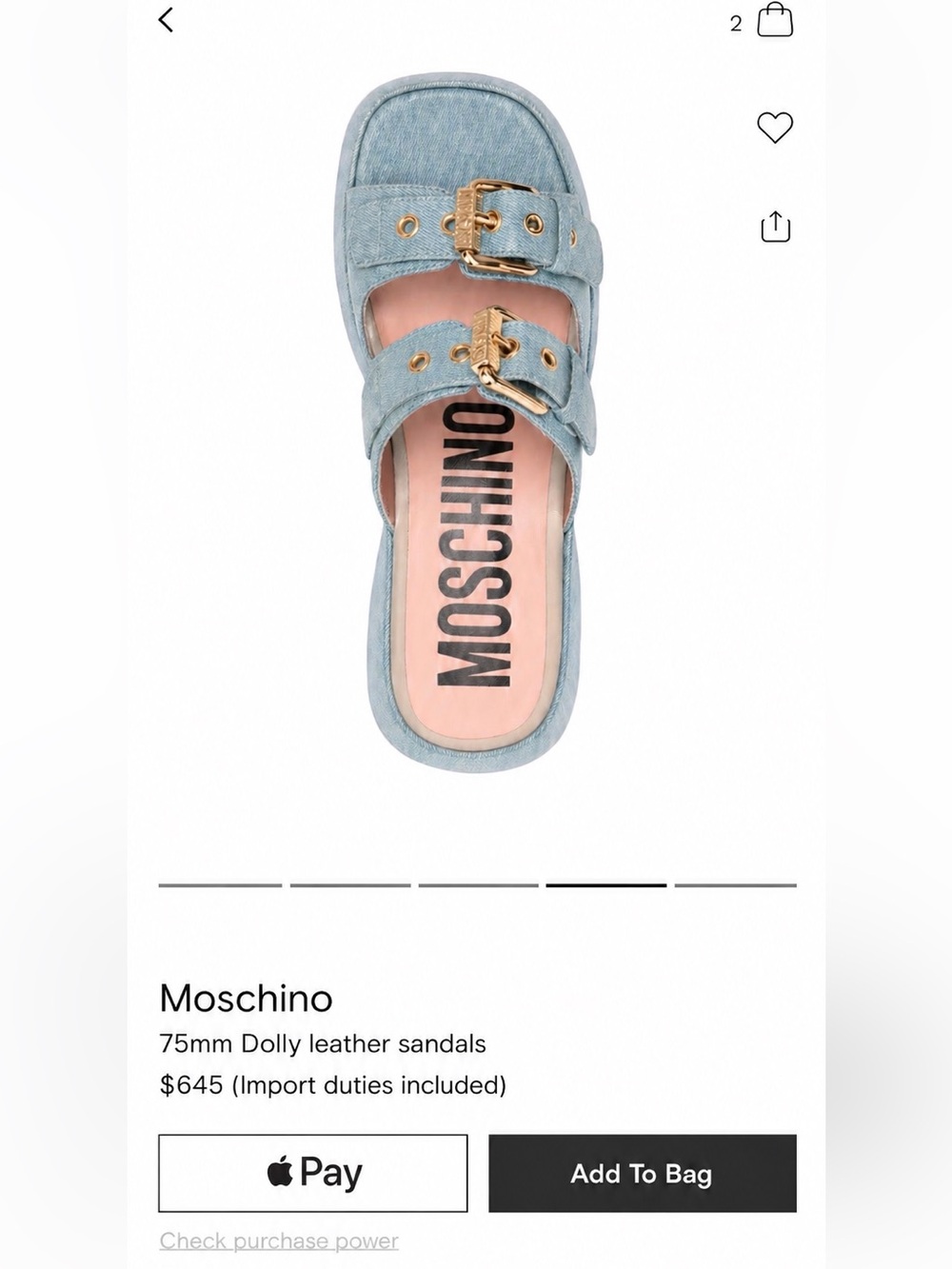 Moschino Buckle Platform Slides
Denim Blue with Gold Hardware
Size EU 41 / US 10 - Picture 9 of 16